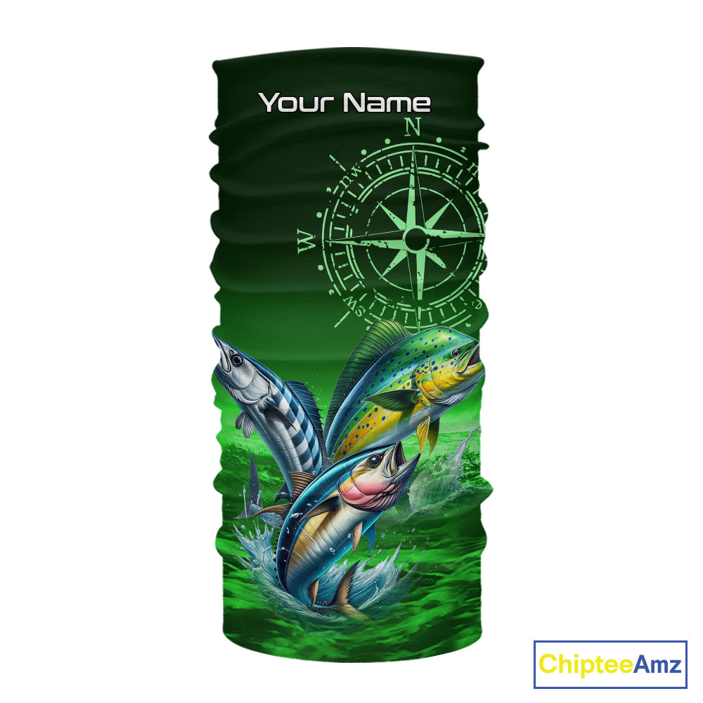 Personalized Mahi Mahi, Wahoo, Tuna Green Performance Fishing Shirt,compass offshore tournament Shirt NQS10234