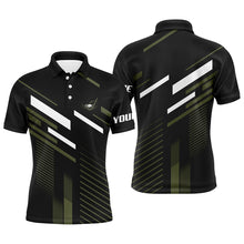 Load image into Gallery viewer, Mens Golf polo shirts custom name black green plaid golf outfit men, men&#39;s golf clothes NQS6098