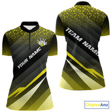 Load image into Gallery viewer, Yellow Bowling Custom Women Bowling Polo, Quarter zip Shirts Bowling Team Jerseys Bowling Tournament NQS10605