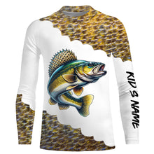 Load image into Gallery viewer, Walleye fishing scales shirts for men Customize name Performance Long Sleeve fishing apparel NQS1110