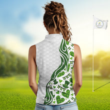 Load image into Gallery viewer, Custom White and Green St Patrick&#39;s day pattern Sleeveless Golf Polo Shirts, team ladies golf outfit NQS11209