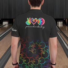 Load image into Gallery viewer, Colorful tie dye Black Bowling Camo Bowling Shirts for Men Custom Peace Love Bowling Team Jerseys NQS9483