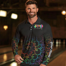 Load image into Gallery viewer, Colorful tie dye Black Bowling Camo Bowling Shirts for Men Custom Peace Love Bowling Team Jerseys NQS9483