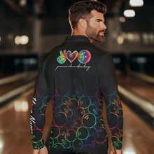 Load image into Gallery viewer, Colorful tie dye Black Bowling Camo Bowling Shirts for Men Custom Peace Love Bowling Team Jerseys NQS9483