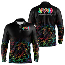 Load image into Gallery viewer, Colorful tie dye Black Bowling Camo Bowling Shirts for Men Custom Peace Love Bowling Team Jerseys NQS9483