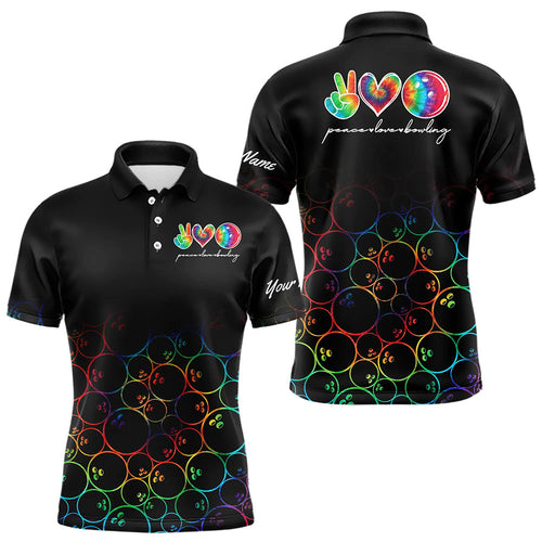 Colorful tie dye Black Bowling Camo Bowling Shirts for Men Custom Peace Love Bowling Team Jerseys NQS9483