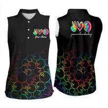 Load image into Gallery viewer, Colorful tie dye Black Bowling Camo Bowling Sleeveless Polos Custom Peace Love Bowling Team Jersey NQS9483