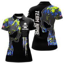 Load image into Gallery viewer, Skull Camouflage American Flag Women Bowling Shirt Custom Patriotic Bowling Ladies Team Jerseys NQS9642