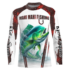 Load image into Gallery viewer, Mahi mahi fishing red camo Custom Name Fishing Shirts UV Protection Gift For Fisherman NQS5173