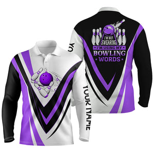 Custom bowling polo shirts for men I'm not swearing, I'm using my bowling words purple bowl shirts NQS7434