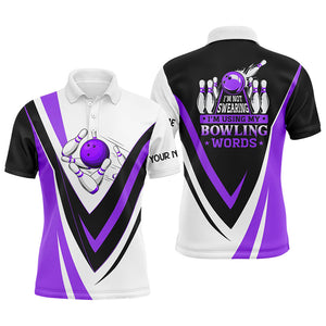 Custom bowling polo shirts for men I'm not swearing, I'm using my bowling words purple bowl shirts NQS7434