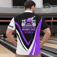 Load image into Gallery viewer, Custom bowling Quarter Zip shirt for men Im not swearing, I'm using my bowling words purple bowl shirt NQS7434