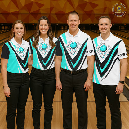 Custom bowling polo shirts for men I'm not swearing, I'm using my bowling words Cyan blue bowl shirts NQS7435