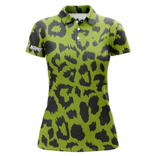 Load image into Gallery viewer, Womens golf polo shirt custom lime green leopard pattern team golf shirts, team golf shirts ladies NQS5431