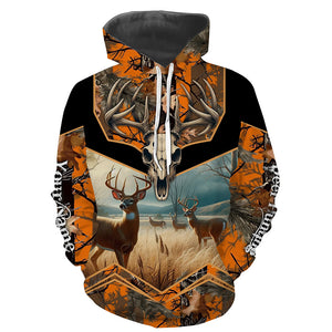 Deer Hunting Camo Orange Black Custom Name 3D All over print shirts, personalized hunting gifts NQS811