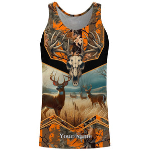 Deer Hunting Camo Orange Black Custom Name 3D All over print shirts, personalized hunting gifts NQS811