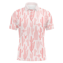 Load image into Gallery viewer, Personalized pink cactus pattern Mens golf polo shirts custom funny cactus golf gifts NQS8434