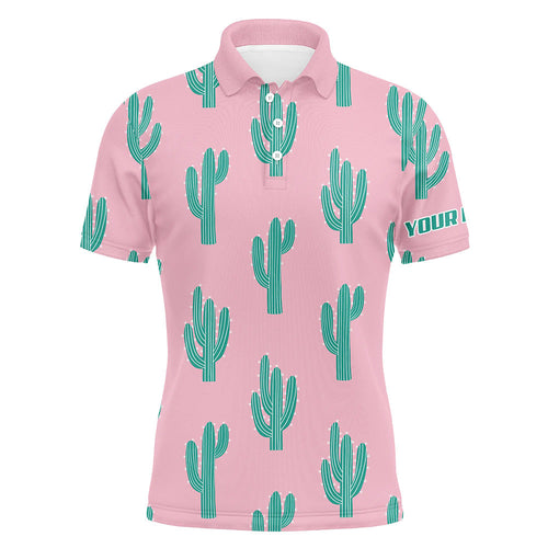 Personalized desert cactus pink pattern Mens golf polo shirts custom funny cactus golf gifts NQS8435