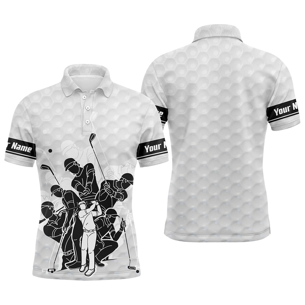 Personalized white Mens golf polo shirts, team golfing gift for men NQS4098