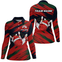 Load image into Gallery viewer, Red Camo Christmas Bowling Ball and pins Shirts For Women Custom Bowling Team Jerseys Xmas Outfits NQS8888