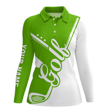 Load image into Gallery viewer, Green and white golf clubs Womens Golf Polo Shirts custom golf tops for women, lady golf apparel NQS9142