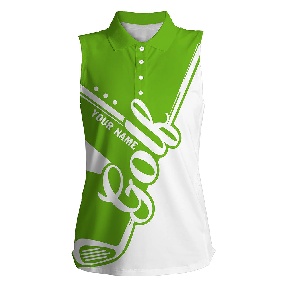 Green and white golf clubs Womens Sleeveless Polo Shirts custom golf tops for women, lady golf apparel NQS9142