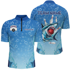 Funny Blue water bubble Shark Bowling Shirt for Men Custom Shark Bowling Team Jerseys, gift for bowler NQS9145