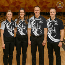 Load image into Gallery viewer, Black and Silver Bowling Shirts For Men Custom Bowling Team League Jerseys, Gift For Bowler NQS11416