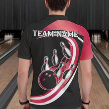 Load image into Gallery viewer, Black and Pink Bowling Polo, 1/4 Zip Shirt For Men Custom Bowling Team League Jersey, Gift For Bowler NQS9491