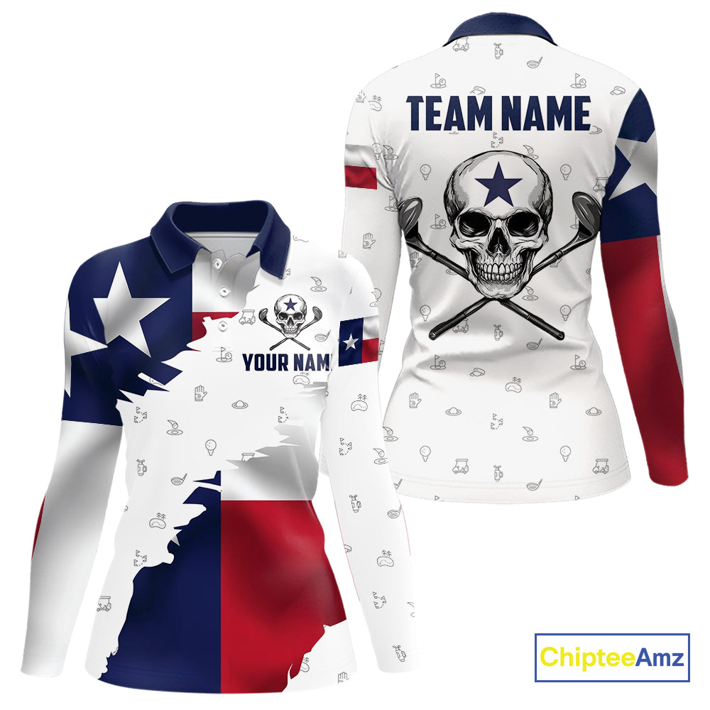 Texas Flag Golf Clubs Skull Golf Camo Women golf polo shirts Custom Patriotic Golf Team Jersey NQS9936