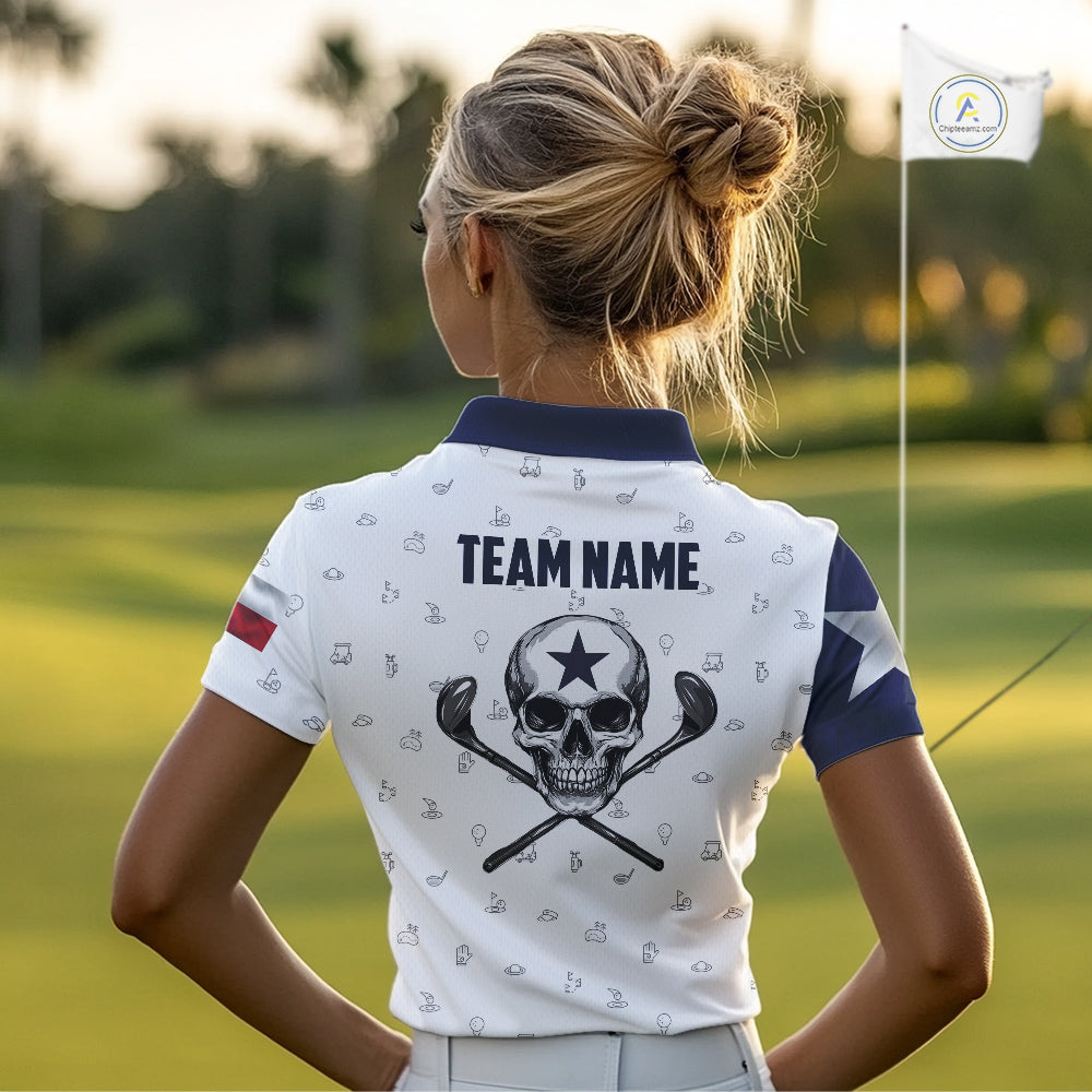 Texas Flag Golf Clubs Skull Golf Camo Women golf polo shirts Custom Patriotic Golf Team Jersey NQS9936