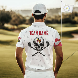 Maryland Flag Golf Clubs Skull Golf Camo Men golf polo shirts Custom Patriotic Golf Team Jerseys NQS9937