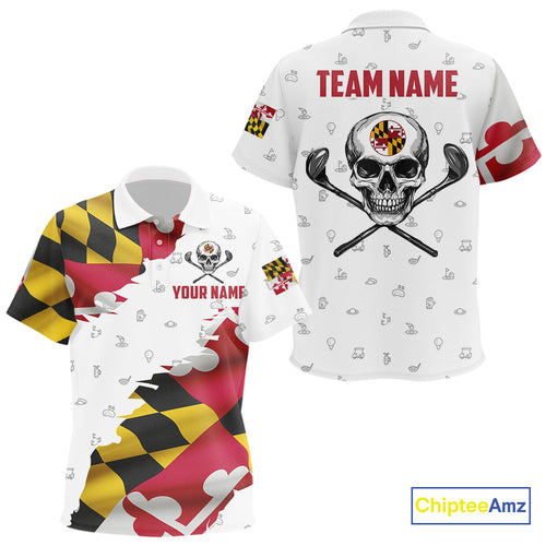 Maryland Flag Golf Clubs Skull Golf Camo Kid golf polo shirts Custom Patriotic Golf Team Jersey NQS9937