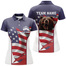 Load image into Gallery viewer, American flag Bowling Bear Bowling Polo, Quarter Zip shirts for women custom team bear bowling jerseys NQS7792