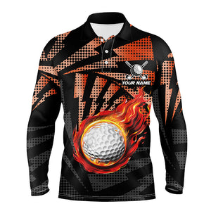 Black Orange camo flame golf ball Mens golf polo shirts custom golf outfits for men, best golf gifts NQS8021