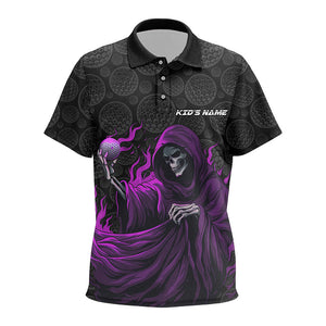 Black camo golf ball Kid golf polo shirts custom purple golf skull outfits for children NQS8024