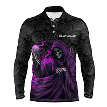 Load image into Gallery viewer, Black camo golf ball Mens golf polo shirts custom purple golf skull outfits for men, best golf gifts NQS8024