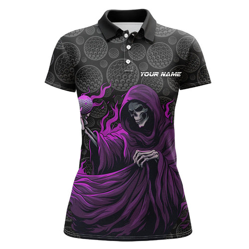 Black camo golf ball Women golf polo shirts custom purple golf skull outfits for women, golf gifts NQS8024