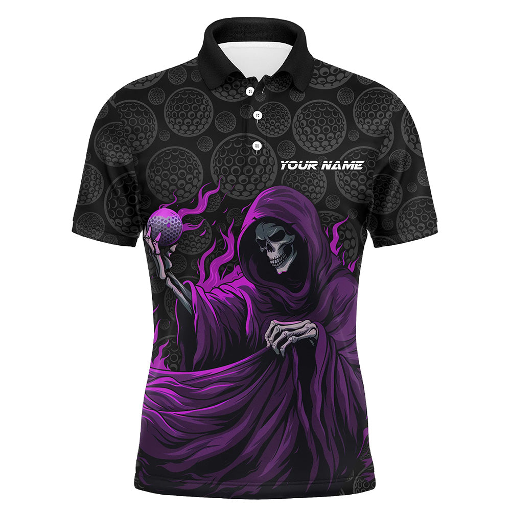 Black camo golf ball Mens golf polo shirts custom purple golf skull outfits for men, best golf gifts NQS8024