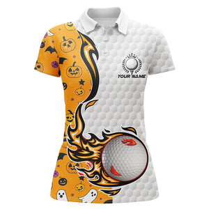 Funny Halloween pattern orange golf ball Womens polo shirts custom halloween golf gifts for golfer NQS8442