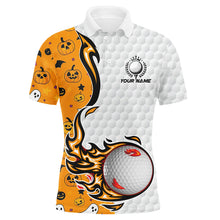 Load image into Gallery viewer, Funny Halloween pattern orange golf ball Men golf polo shirts custom halloween golf shirts, golf gifts NQS8442