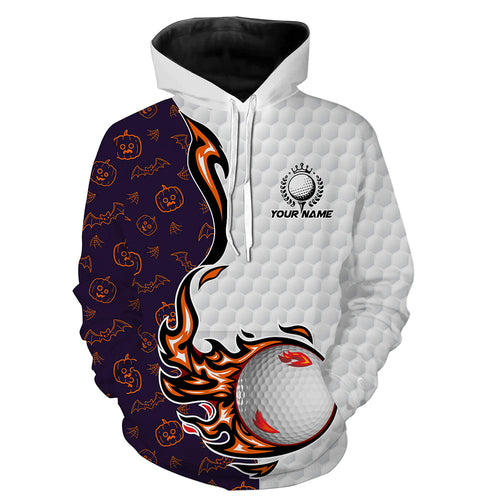 Pumpkin bats Halloween pattern flame golf ball Hoodies custom Halloween golf gifts NQS8443