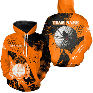 Black & Orange spider golf ball Hoodies custom Halloween golf Hoodie golf attire for men, women NQS8445