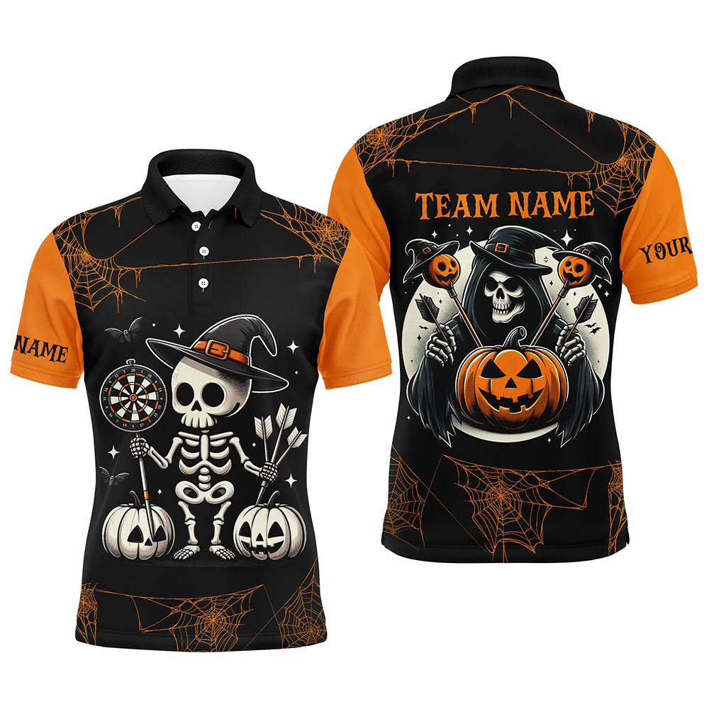 Funny Skeleton Halloween Darts Shirts For Men Custom Halloween Shirts Gifts For Darts Player TDM2473