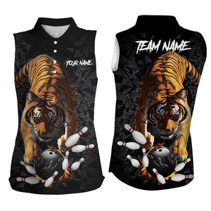 Custom Tiger Bowling Sleeveless Polo Shirt, Tiger Bowling Team Shirt Bowler Uniform Outfits NQS9147