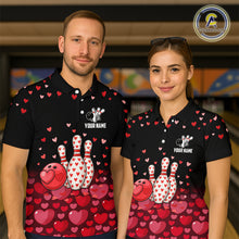 Load image into Gallery viewer, Funny Bowling Heart Pattern Valentine matching bowling shirts for couples Custom Bowling Gifts NQS11228