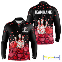 Load image into Gallery viewer, Funny Bowling Heart Pattern Valentine Bowling Shirts For Men Custom Bowling Gifts For him NQS11228