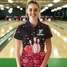 Load image into Gallery viewer, Funny Bowling Heart Pattern Valentine Bowling Shirts For Women Custom Bowling Gifts For her NQS11228