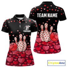 Load image into Gallery viewer, Funny Bowling Heart Pattern Valentine Bowling Shirts For Women Custom Bowling Gifts For her NQS11228