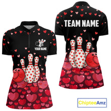 Load image into Gallery viewer, Funny Bowling Heart Pattern Valentine Bowling Shirts For Women Custom Bowling Gifts For her NQS11228